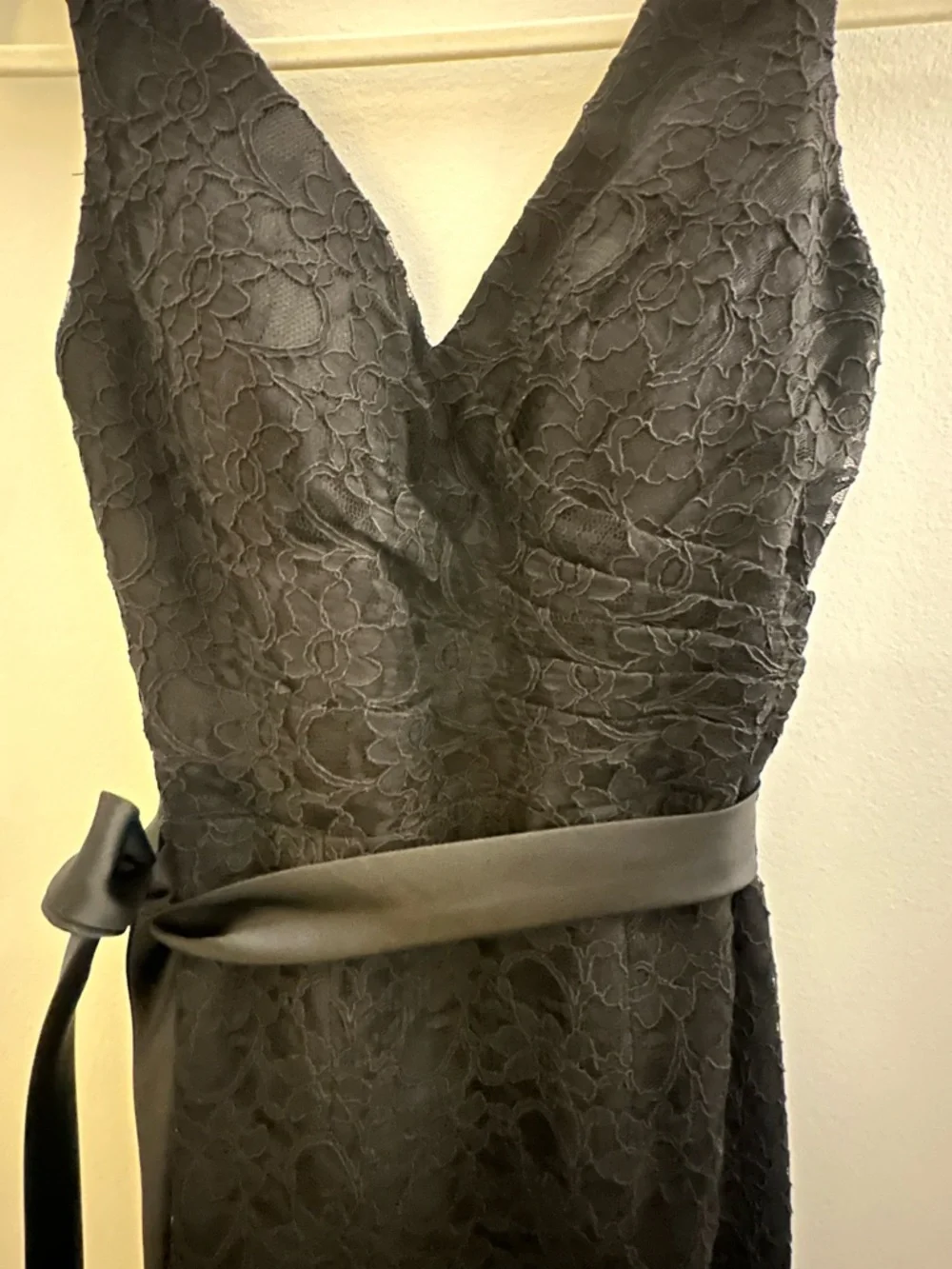 Mori Lee Madeline Gardner Black Lace Formal Gown - Size 8 - Floor Length - Picture 3 of 7